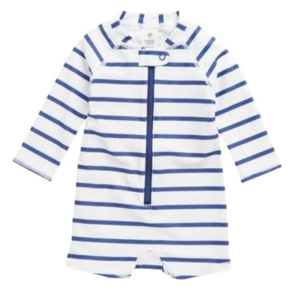 Tucker + Tate Stripe One-Piece Rashguard Swimsuit Blue White Stripe 6m